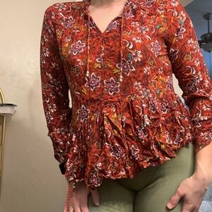 Floral Red Women's Top 8-10 size